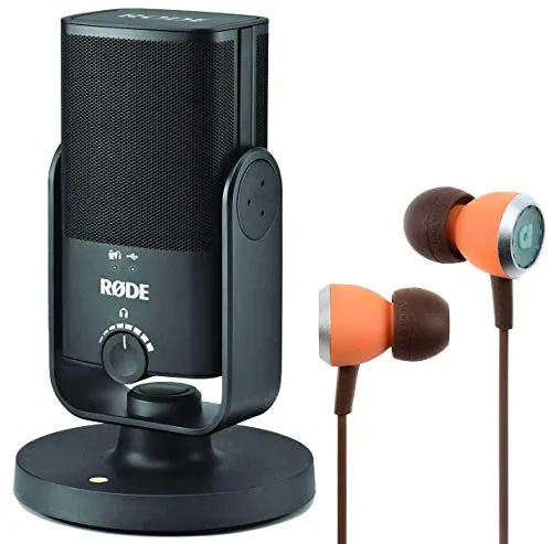 RØDE NT-USB MINI Mikrofon mit Audiofly Ohrhörer - USB-Kondensatormikrofon für Podcaster und Gamer, Plug and Play, mit integriertem Popschutz und hochwertigem Audiofly In-Ear Ohrhörer für klaren Sound.