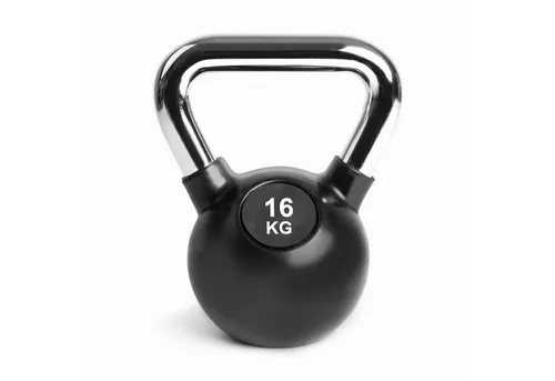 Black Snake Kettlebell Chrom Kugelhantel Schwunghantel Muskelaufbau Kraftausdauer Home Gym, (16 kg), bodenschonend gummiert, verchromter Griff, kippsichere Standfläche