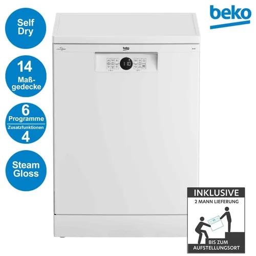 Beko BDFN26430W - Stand Geschirrspüler, 60 cm, 14 Maßgedecke, SelFit Türmechanismus für optimale Anpassung und Wasser-Schutzsystem WaterSafe+