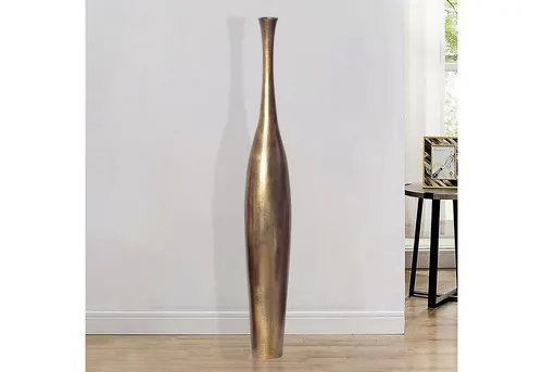 FINEBUY Bodenvase FB64127 - 75 cm Aluminium Gold Modern - Bodenvasen – Handgefertigte, elegante Alu-Vase in Gold, ideal für beeindruckende Arrangements und mühelos zu reinigen.