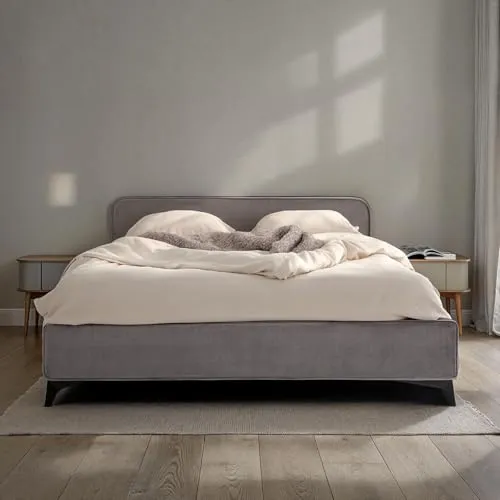 IDIMEX Polsterbett LAVORO 140x200 cm - Stilvolles Polsterbett mit hochwertigem Samtbezug und stabilen Metallbeinen, inklusive Lattenrost – ideal für eine gemütliche Schlafumgebung.