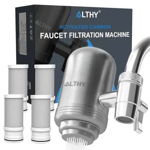 ALTHY T2 Wasserfilter Wasserhahn aus Edelstahl – 4 Filter inklusive