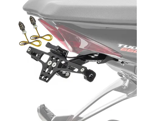 Lumitecs Kennzeichenhalter Set LED Blinker Motorrad KP8 mit E-Prüfzeichen + Kennzeichenhalter NH2