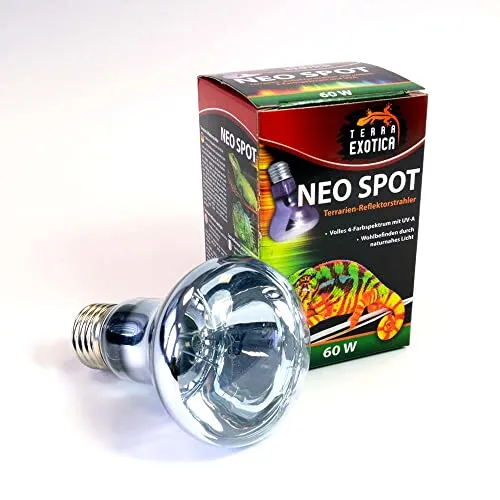 Terra Exotica Neo Spot - Terrarien-Reflektorstrahler mit UV-Strahlung für Terrarienbewohner - Wärme- und Lichtquelle für Ihr Terrarium 25W, 40W, 60W, 75W, 100W und 150 Watt (1, 60 W)