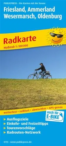 Friesland, Ammerland, Wesermarsch, Oldenburg: Radkarte mit Ausflugszielen, Einkehr- & Freizeittipps, wetterfest, reissfest, abwischbar, GPS-genau. 1:100000 (Radkarte: RK)