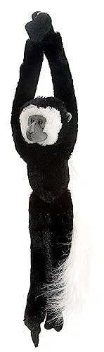 Wild Republic 15255 - Hängender Plüsch Colobus Stummelaffe, 51 cm - Stofftier: Realistischer hängender Colobus-Affe aus umweltfreundlichem Plüsch, ideal für Kinderwagen oder Rucksack. Fördert spielerisch das Interesse an der Tierwelt.