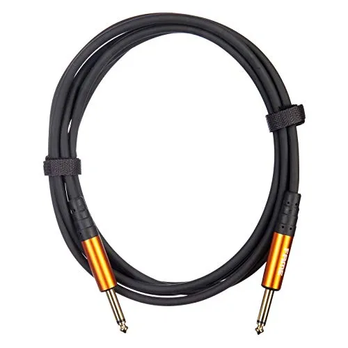 Fame Dual Shielded Instrumentenkabel, 3 m, Gerade/Gerade, Hochwertiges E-Gitarrenkabel, Vergoldete Klinkenstecker