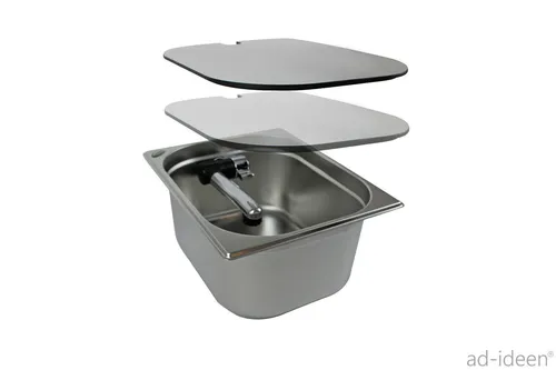 Edelstahl Waschbecken 325x265x150 + Wasserhahn + Abdeckung Wohnmobil Caravan Wom