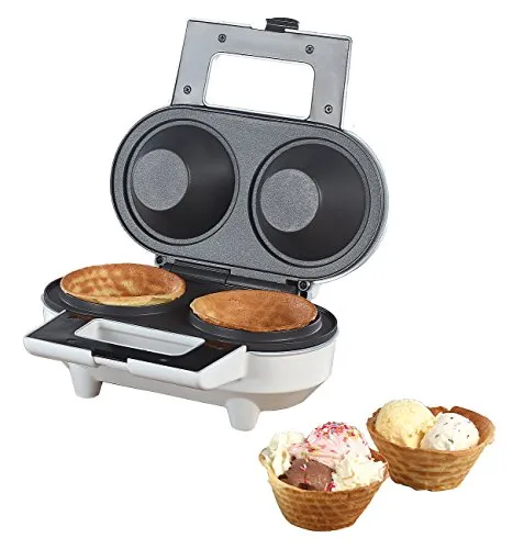 Rosenstein & Söhne Eiswaffel Eisen: Waffeleisen für 2 Eiswaffel-Schälchen, antihaft-beschichtet, 550 Watt (Waffeleisen für Eiswaffeln, Hörncheneisen, Joghurt Maker)
