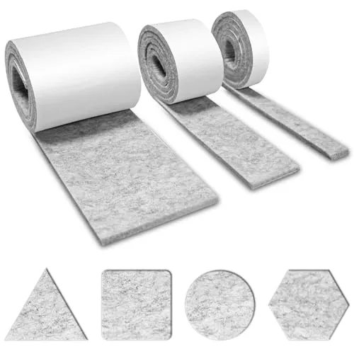 Brevanza 3 Rollen Filzgleiter Selbstklebend (100cmx10cm, 100cmx5cm, 100cmx2cm), Filzband Selbstklebend, Selbstklebender Filz, Filzstreifen Selbstklebend, Klebefilz Grau für Stühle, Bodenschutz