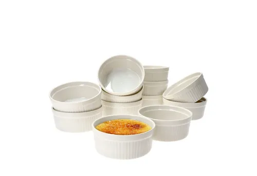 12er Set Creme Brulee Schale Bianca - Ideal für Desserts - Schalen & Schüsseln: Hochwertige Porzellan Förmchen im klassischen Design, perfekt für Crème Brûlée, Aufläufe und Snacks. Spülmaschinenfest und stapelbar für einfache Lagerung.