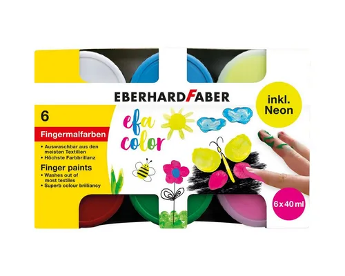 Eberhard Faber Styropor-Teil EBERHARD FABER Fingermalfarben 6 Farben inklusive Neonfarben 6x40ml
