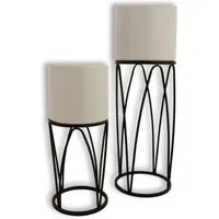 Übertopf Retro 2er Set - Stilvolle Blumentöpfe für Ihre Pflanzen - Garten-Zubehör: 2er Set in Schwarz und Creme, ideal für die stilvolle Dekoration Ihrer Pflanzen. Perfekte Größen für jeden Raum!