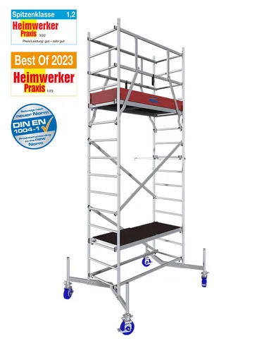 KRAUSE ClimTec Gerüst 5,00 m AH mit höhenverstellbaren Rollen - Werkstattausrüstung-Zubehör, neue DIN EN 1004-1 Norm, sicher und flexibel einsetzbar für Handwerksprojekte.