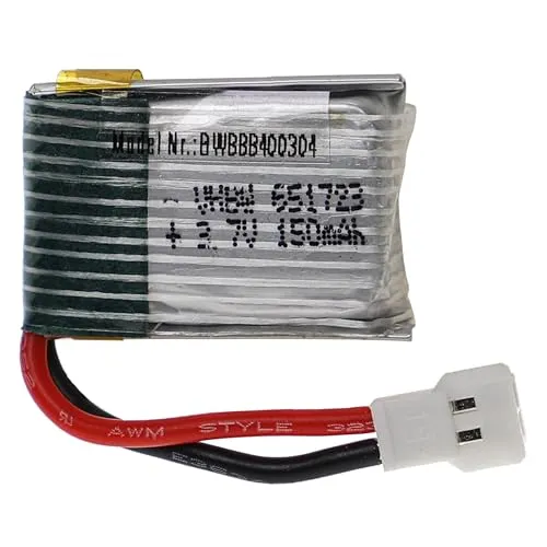 vhbw Akku kompatibel mit XH 2.54 2P Stecker für Modellbau z.B. Racing Car, Helikopter, Flugzeug (150mAh, 3,7V, Li-Polymer, 25 x 17 x 8 mm)