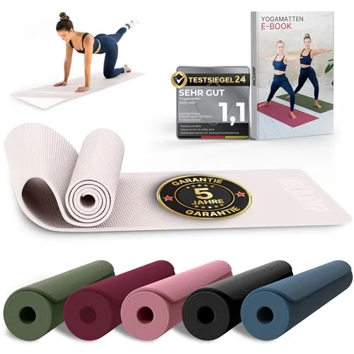 NEOLYMP Yogamatte – Rutschfest & Gelenkschonend - Sportmatte für Yoga, Pilates und Fitness mit rutschfester Oberfläche aus hochwertigem PVC. Ideal für gelenkschonendes Training zuhause oder im Studio – inklusive E-Book und Video Übungen.