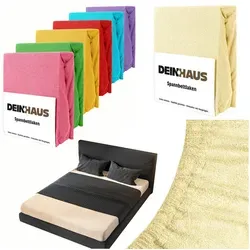 DH DEIN . HAUS Spannbettlaken Frottee SOFT, Baumwolle, Gummizug: rundum, (1 Stück), weich saugfähig atmungsaktiv Rundumgummi formstabil bis 20 cm gelb 100 cm x 200 cm