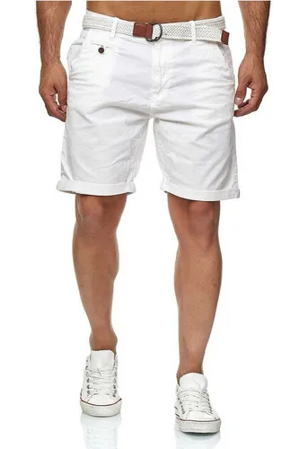 Indicode Shorts Herren kurze Hose mit Gürtel - Conor - Aus Baumwolle - Regular Fit Freizeithose - Sportlich eleganter Look - Bequemes Stretch Material