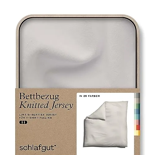 schlafgut Knitted Bio Bettwäsche 27001, 200 x 200 cm Sand Light - Hochwertige Bettwäsche aus Bio-Baumwolle mit Elasthan, luftige Oberfläche und für alle Jahreszeiten geeignet. Sieht jeden Tag frisch bezogen aus, ganz ohne bügeln!