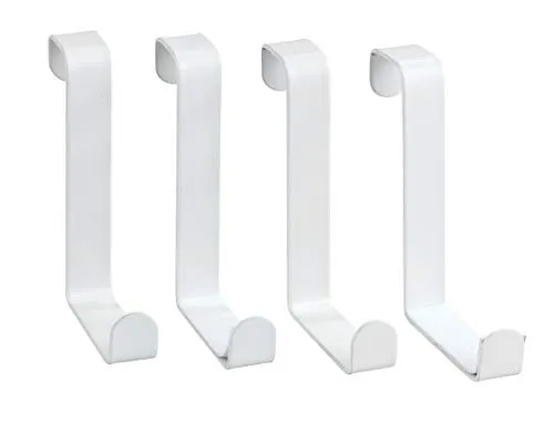WENKO Türgarderobenhaken Weiß matt 4er Set - Praktisches 4er Set für eine elegante Aufbewahrung von Handtüchern und Jacken an der Tür. Einfache Montage ohne Bohren, passend für Türen mit einer Falzstärke von 2 bis 4 cm. Hochwertiger pulverbeschichteter Stahl sorgt für Langlebigkeit.