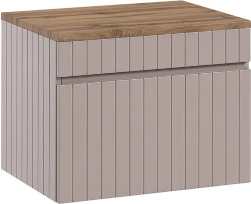 Lomadox Waschbeckenschrank IRAKLIO-56-ROSE 60 cm altrosa Eiche Nb. - Eleganter Waschtischunterschrank mit Softclose-System, 60 cm in Altrosa und Eiche Nb. für stilvolle Badezimmergestaltung. Hochwertige Verarbeitung und modernes Rillen-Design sorgen für eine gemütliche Atmosphäre.