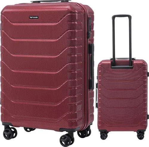 Wings Crake Mittel Koffer 24“, Reisegepäck für Flugzeuge, 4 Lenkrollen 100% POLICARBON Unverwüstlich, Rot