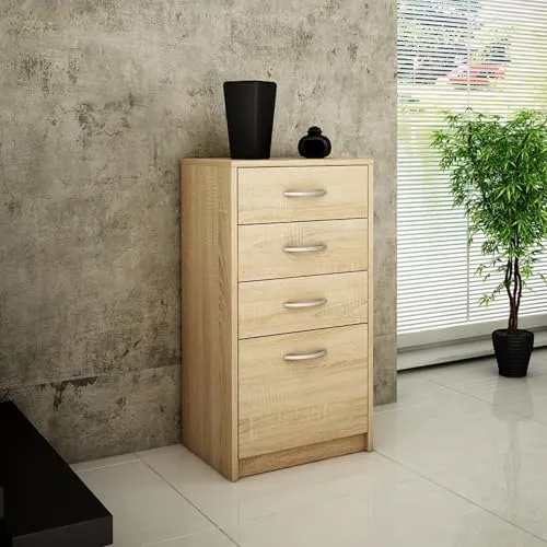 Home Collective Kommode mit 4 Schubladen - Kommode 45cm breit aus robustem Holz mit elegantem Design, ideal zur Organisation in Schlafzimmer, Wohnzimmer oder Büro.