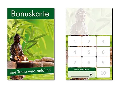 Stück Bonuskarten Wellness Feng Shui (BOK-418) mit 10 Stempelfeldern Treuekarten Massage Beauty 250