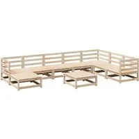 vidaXL 9-tlg. Garten-Sofagarnitur aus massivem Kiefernholz - Braun - Die stilvolle Garten-Sofagarnitur bietet einen bequemen Platz für entspannte Stunden im Freien. Robustes Kiefernholz sorgt für Langlebigkeit und das modulare Design ermöglicht flexible Anordnung.