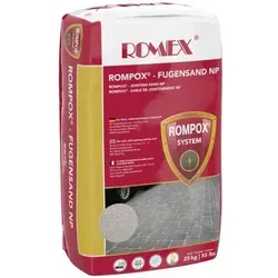 ROMEX ROMPOX-Fugensand 25KG - Selbstreparierend und Unkrauthemmend - Baumaterial: Der wasserdurchlässige ROMEX ROMPOX-Fugensand ist selbstreparierend und eignet sich ideal für schmale Fugen. Er mindert Unkrautdurchwuchs und ist frost- sowie tausalzbeständig.