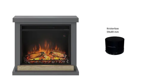 TAGU Hagen Elektrokamin Grau mit 23 Zoll Powerflame - Modernes Elektrokamin-Design in Grau mit 1500W Heizleistung und einzigartiger Knisterbox für gemütliche Abende im Wohnzimmer.