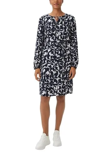 comma Kleid mit Bindeband - Elegantes Freizeitkleid - Freizeitkleid für Damen im Regular Fit, mit tunikaähnlichem Ausschnitt und modischem Bindeband für einen stilvollen Look.