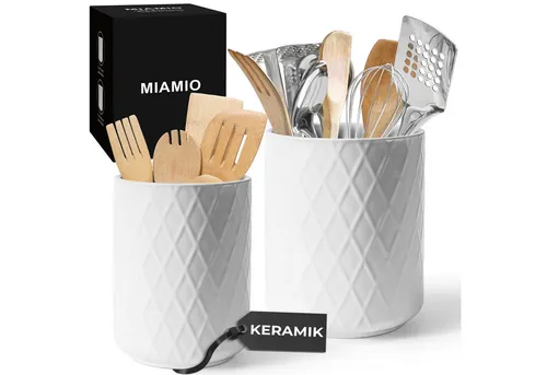 MiaMio Tasse Palmanova Utensils Holder Set of 2 White von MiaMio