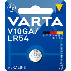 VARTA Alkaline Knopfzelle V10GA LR54 - 1,5V 50mAh, zuverlässige Energiequelle für Uhren und Hörgeräte in Blisterverpackung