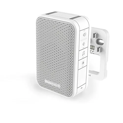 Honeywell Home DW313S Serie 3 - Verdrahtete Türklingel mit LED-Licht - Türglocken Glockenspiele - Genießen Sie 80 m Reichweite und 6 auswählbare Melodien für klare Ankündigungen, ergänzt durch ein effektives LED-Blitzlicht für visuelle Warnungen.
