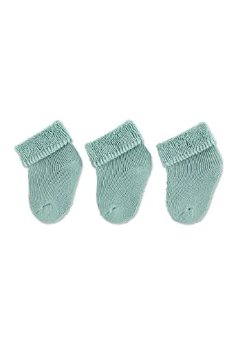 Sterntaler Erstlingssocken 3er Pack uni - Baby Socken mit Innenfrottee und Umschlag - hautsympathische Neugeborenen Socken mit hohem Baumwollanteil - Unisex Strümpfe einfarbig, eisgrün, Größe 0