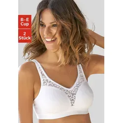 Entlastungs-BH PETITE FLEUR, Damen, Gr. 85, Cup E - Funktionsunterwäsche: Femininer Entlastungs-BH im attraktiven Doppelpack, ohne Bügel, mit feinen Spitzeneinsätzen und angenehm weichem Baumwollmaterial für höchsten Tragekomfort.
