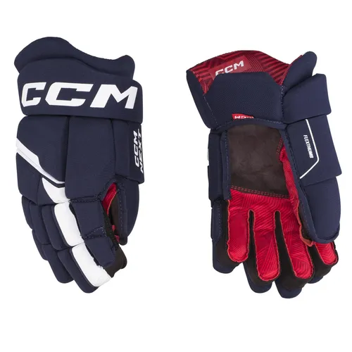 CCM NEXT Junior Eishockey-Handschuhe - Robuste Handschuhe in navy/weiß für Junior-Spieler, bieten optimalen Schutz und Bewegungsfreiheit beim Eishockey und anderen Hockeyarten.