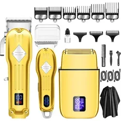 Profi Haarschneidemaschine Set (Gold) – Multifunktionaler Haarschneider für präzises Trimmen - Vielseitiges Haarschneidemaschine Set in Gold mit umfangreichem Zubehör. Ideal für präzises Trimmen von Bart und Haaren. USB-Schnellladung und LCD-Anzeige sorgen für Komfort und Benutzerfreundlichkeit.