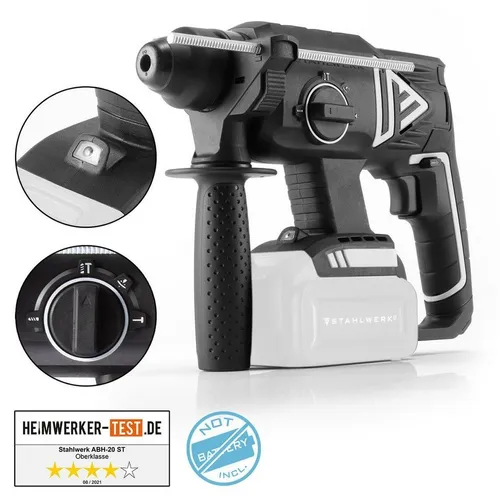STAHLWERK Brushless Akku Bohrhammer 20V/4Ah - Bohrmaschinen mit 4 Funktionen: Bohren, Schlagbohren, Meißeln, Rüttelmodus. Leistungsstarkes 20V System für längere Arbeitszeiten und 7 Jahre Garantie.