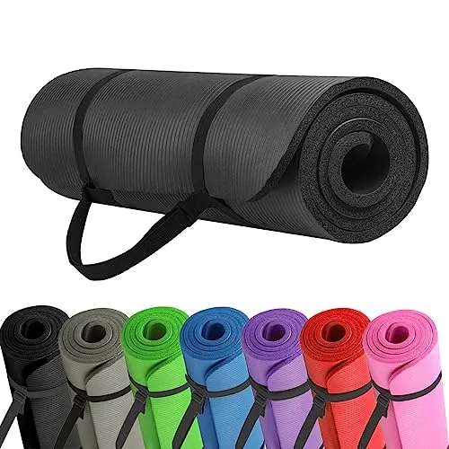 NBR Yogamatte mit Tragegurt 1,5cm dicker Schaumstoff Gymnastikmatte Sportmatte Bodenmatte für Homeworkouts Yoga Pilates HIT (Grau)