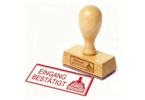 Dekolando Stempel Bürostempel EINGANG BESTÄTIGT Briefkorb Stempel – Holzstempel 48x18 mm