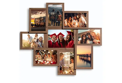 Victor Bilderrahmen Collage Galerierahmen in Braun - Bilderrahmen Collage aus Holz, rechteckig und ideal für kreative Wandgestaltungen. Perfekt für Fotos in 8x10, 10x15 und 13x18 cm.