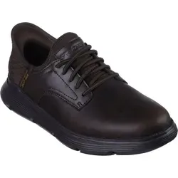 Skechers Slip-ins Garza Herren Chocolate Schuhe - 47.5 EU - Halbschuhe für Herren, ideal zum Gehen und perfekt für den Beruf, mit bequemer 3.7 cm Absatzhöhe und robustem Obermaterial aus Leder & Textil.
