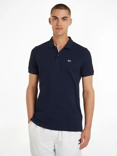 Tommy Jeans Poloshirt TJM SLIM PLACKET POLO - Herren-Shirt aus pflegeleichtem Piqué mit Polokragen, slim fit für einen modernen Look. Ideal für legere Anlässe in Dark Night Navy.