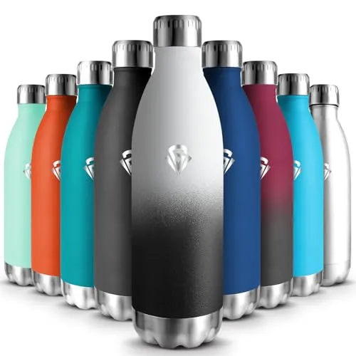 Edelstahl Trinkflasche, 1L Thermosflasche, BPA-Frei, Wasserflasche Sport, Auslaufsicher Wasserflasche, Trinkflasche Kohlensäure Geeignet, Thermoskanne für Gym, Fitness, Fahrrad