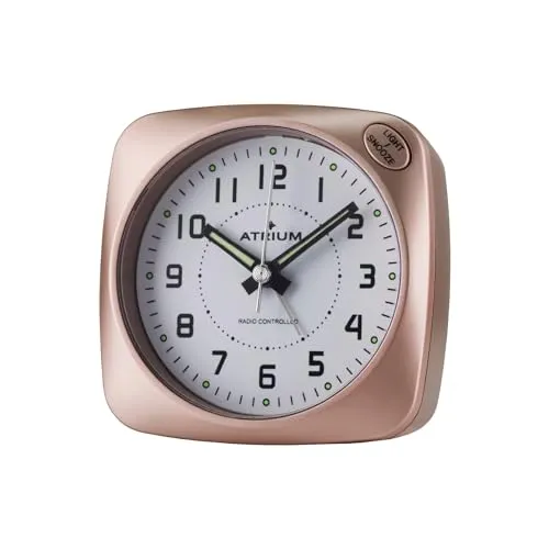 Atrium Funkwecker A610-17 - Eleganter rosa Funkwecker mit analoger Anzeige, ideal für jeden Nachttisch. Batteriebetrieben und leichtgewichtig für flexibles Platzieren.