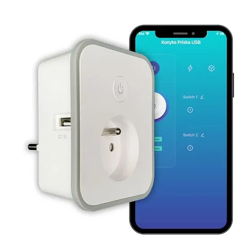 Konyks Smart Plug PRISKA USB Wi-Fi + BT 16A mit 2 USB-A-Anschlüssen + Verbrauchszähler