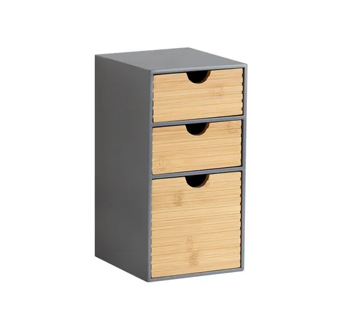 KESPER | Organizer mit 3 Schubladen, Material: FSC®-zertifizierte Spanplatte & Bambus, Maße: 14 x 16 x 27 cm, Farbe: Grau, Natur | 58965