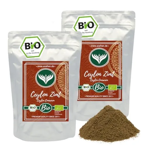 Azafran BIO Ceylon Zimt gemahlen, Zimtpulver mit geringem Cumarin, original aus Sri Lanka 1kg